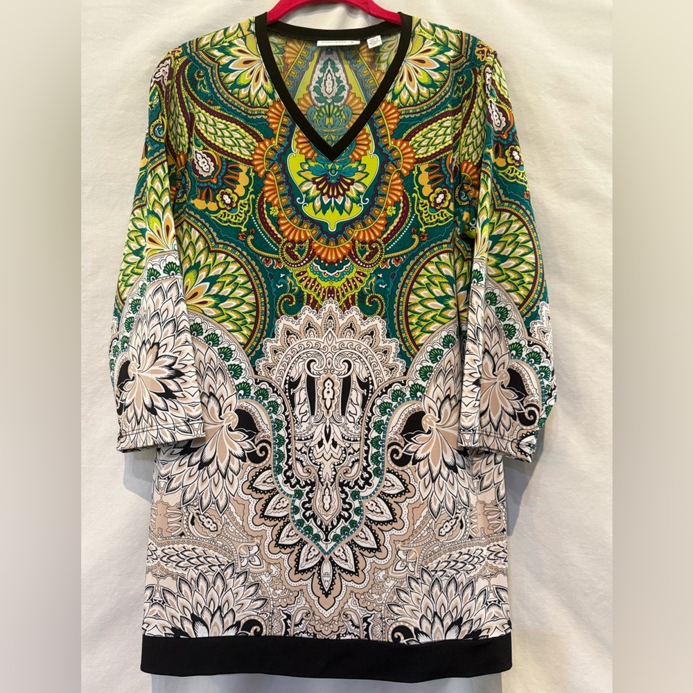 NWOT - Susan Graver Beautiful Multicolor Abstract Paisley Print Top